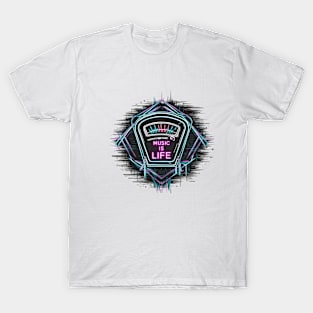 "Neon VU Meter Music Is Life Art Print" - Music Life Lover Song T-Shirt